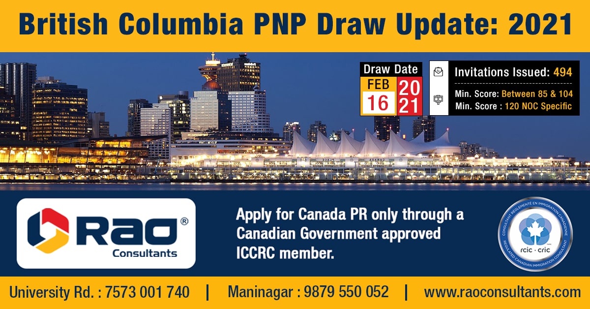 British Columbia Invited 494 Immigrants in Two PNP Draws