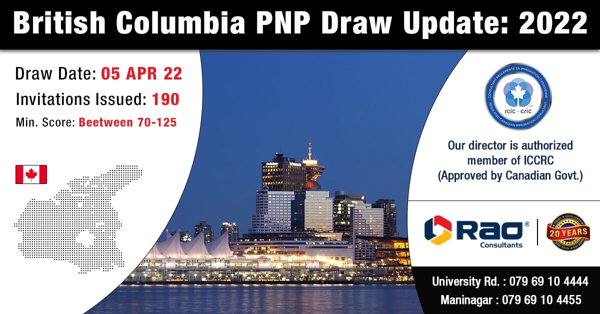 British Columbia PNP Draw Invited 190 Plus Fresh Applications for PR