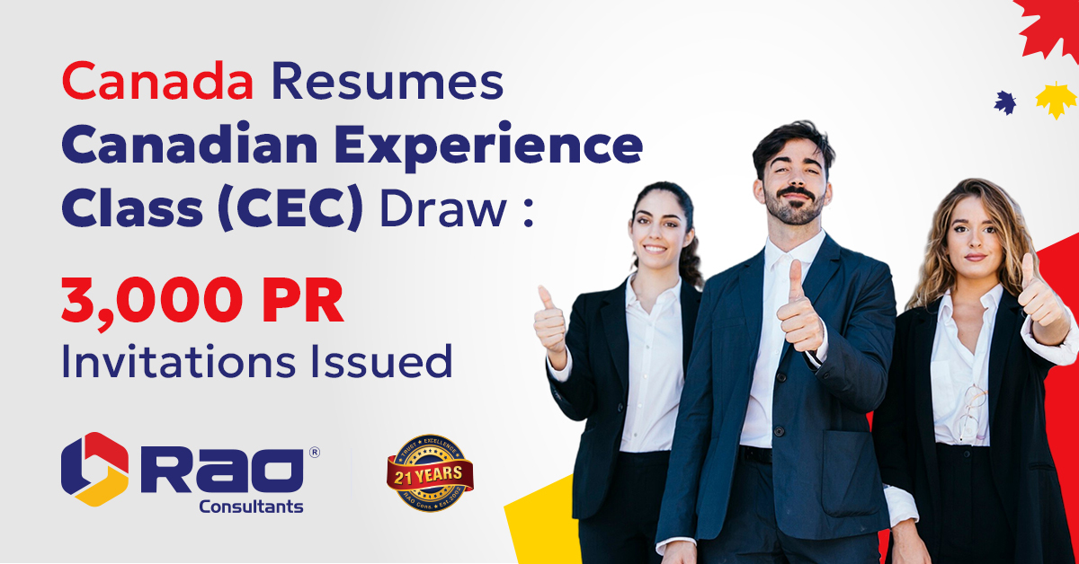 Canada Resumes Canadian Experience Class (CEC) Draw : 3,000 PR Invitations Issued