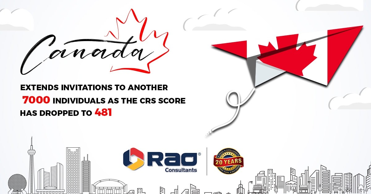 Canada extends invitations to another 7,000 individuals as the CRS score has dropped to 481